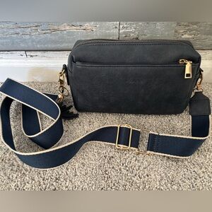 Roulens Navy Blue, Cream, Gold Crossbody Purse